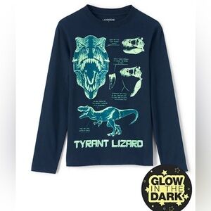 Lands end Glow in the Dark Dino Long sleeve shirt boys Blue 8